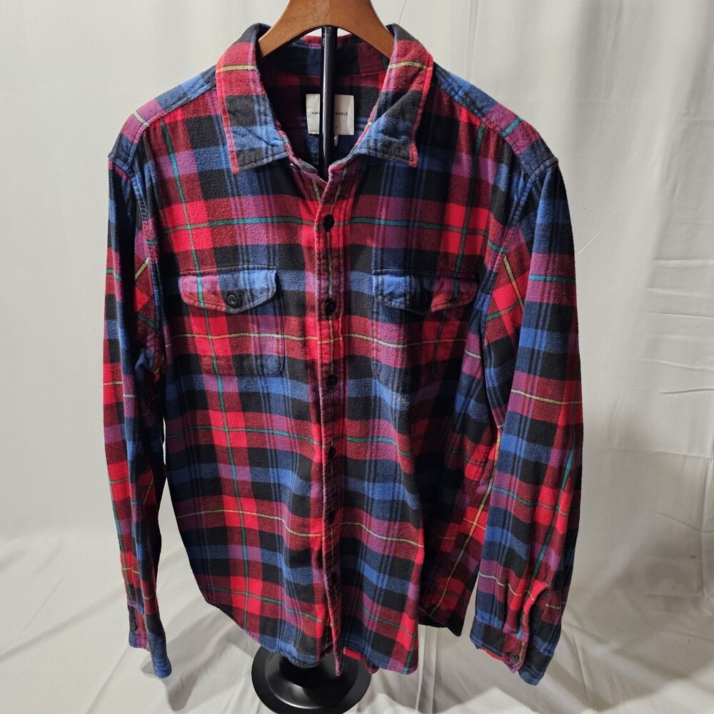American Eagle Outfitters Men Button Up Shirt XL Red Flannel  Plaid